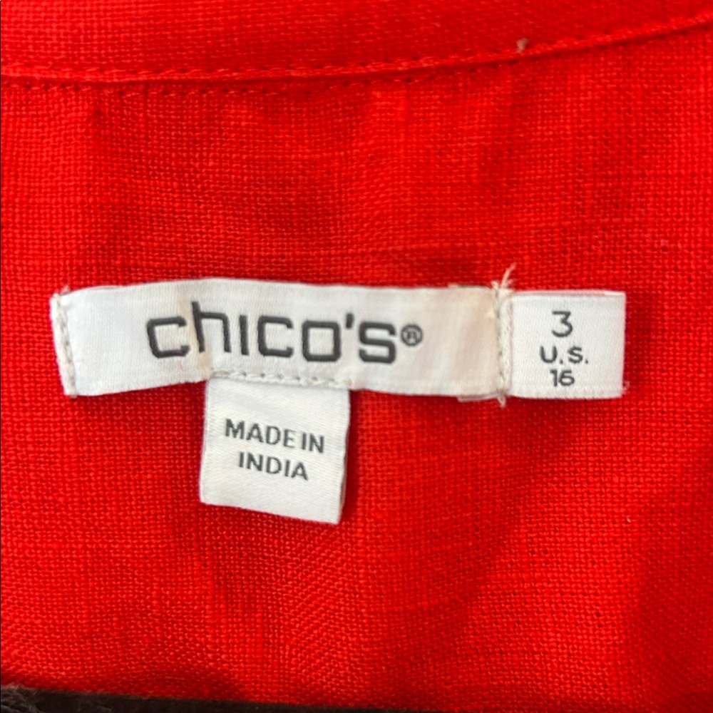 Chico's Red Tiered Maxi Dress with V-Neck Collar - Picture 6 of 9
